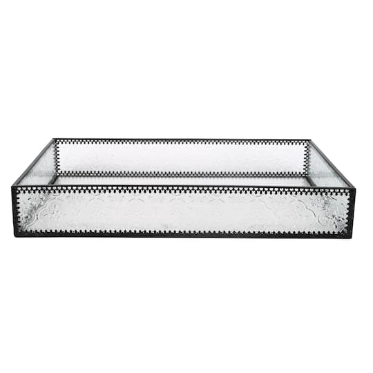 12" Clear Etched Rectangle Glass Tray by Ashland®